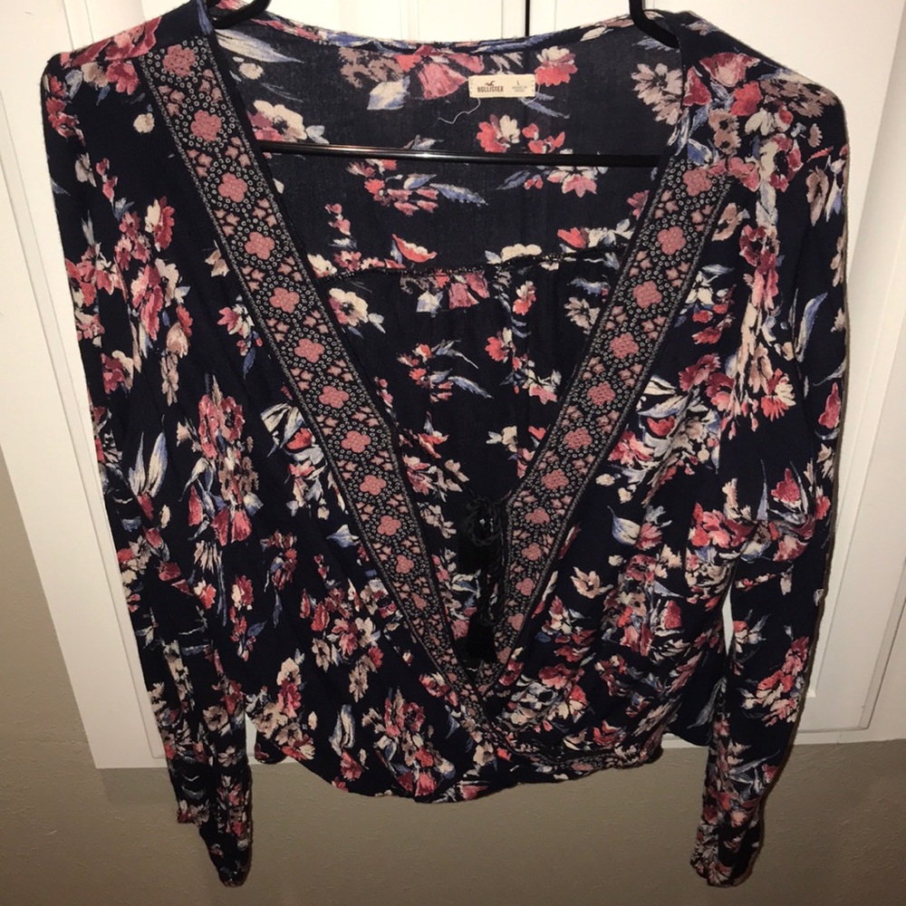 Hollister Navy Floral Blouse